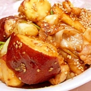 焼き肉タレｄｅ❤鶏肉と薩摩芋炒め❤